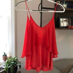 Pretty delicate chiffon spaghetti strap tank top